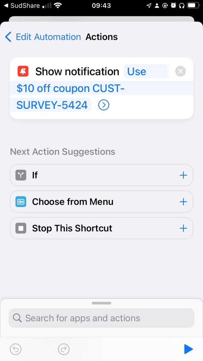 sudshare automation actions